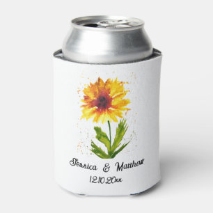Porta-lata Aquarela amarela floral de girassol natureza Casam