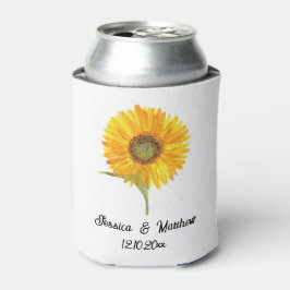 Porta-lata Aquarela amarela floral natureza girassol Casament