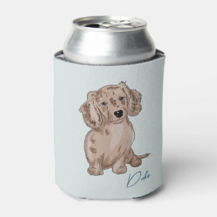 Porta-lata aquarela de dachshund merle no refrigerador