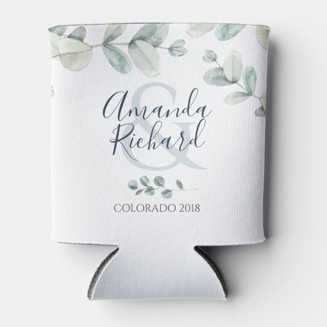 Porta-lata Aquarela Eucalyptus Weding Can Cooler (Frente)