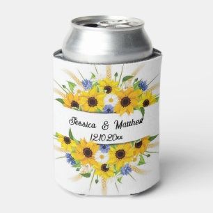 Porta-lata Aquarela girassol amarelo floral natureza Casament