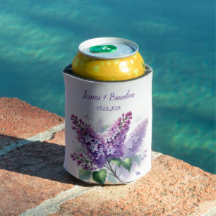 Porta-lata Aquarela Lilac Roxo Monograma Floral