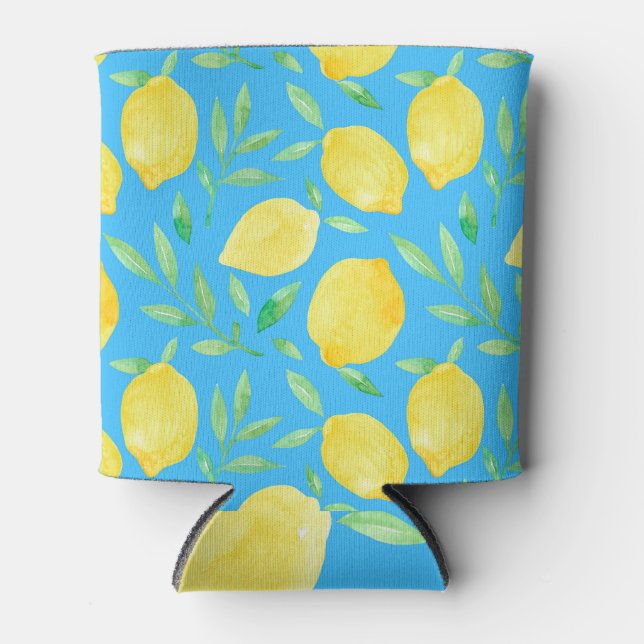 Porta-lata Aquarela Limões de esboços, Design sem costura (Frente)