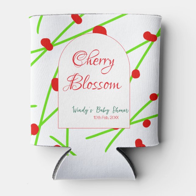 Porta-lata Arch shape cherry blossom red green baby shower na (Frente)