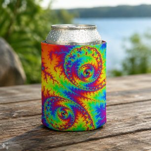 Porta-lata Arco-Íris Colorido Fractal Espiral