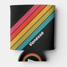 Porta-lata Arco-Íris da Meia-Noite Retro com Risca com Nome