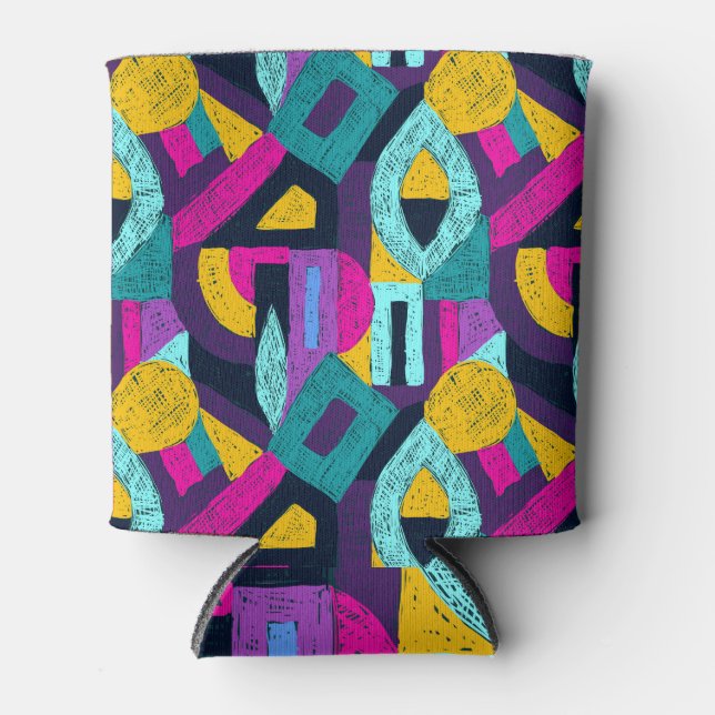 Porta-lata Arcos retrorreflectores: pop geométrica. (Frente)