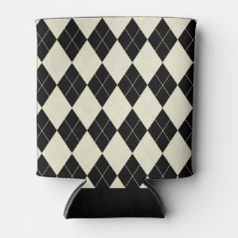 Porta-lata Argyle preto e branco pode resfriar