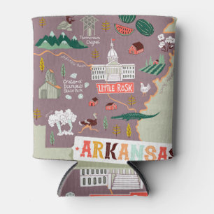 Porta-lata Arkansas Ilustrado: Mapa de Viagem dos EUA