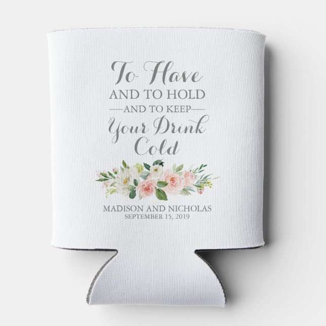 Porta-lata Arrefecedores de Casamento de Flores Brancas e Ros (Traseira)