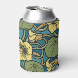 Porta-lata Art Nouveau Nasturtium Azul Dourado floral Verneui