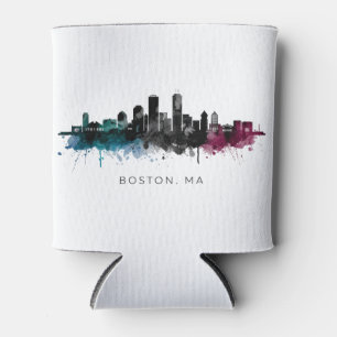 Porta-lata Arte de Massachusetts Aquarela do Horizonte de B