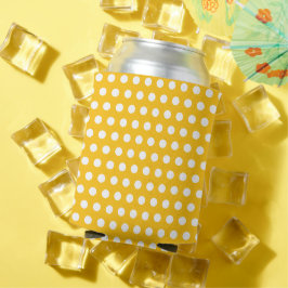Porta-lata Arte de Padrão de Bolinhas Brancas e Amarelo Ensol