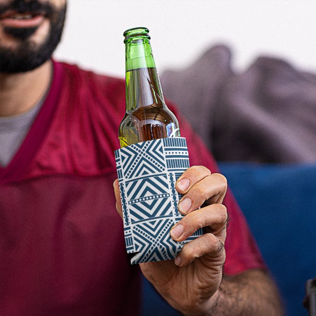 Porta-lata Arte de Padrão Tribal Azul (Can Coolers)