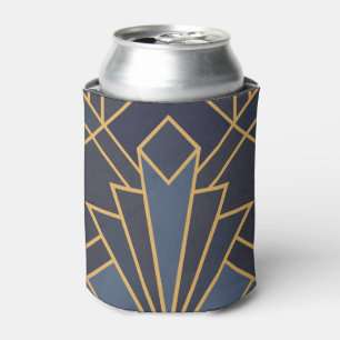 Porta-lata Arte Deco inspiração em azul e ouro