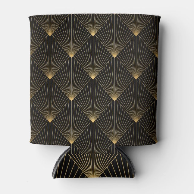 Porta-lata Arte Deco: Legância Dourada Negra. (Frente)