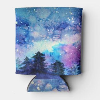 Porta-lata Arte do Espaço de Aquarela: Árvores do Céu Noturno