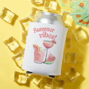 Porta-lata Arte em Aquarela de Coquetel Rosa Vibes de Verão