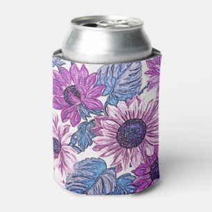Porta-lata Arte Floral Vintage Roxo e Azul