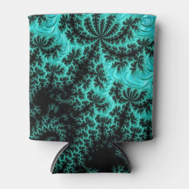 Porta-lata Arte Fractal Verde abstrato Preta