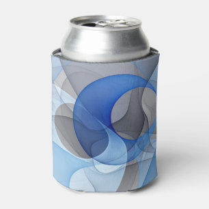 Porta-lata Arte Gráfica Fractal Azul Cinza Abstrata Moderna
