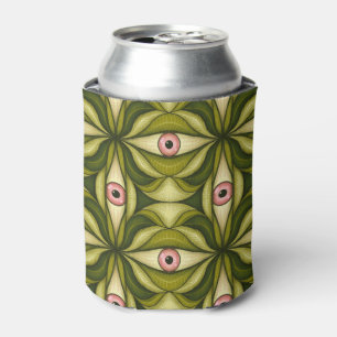 Porta-lata Arte Maximalista Botânica Verde Olho Cor-de-Rosa W