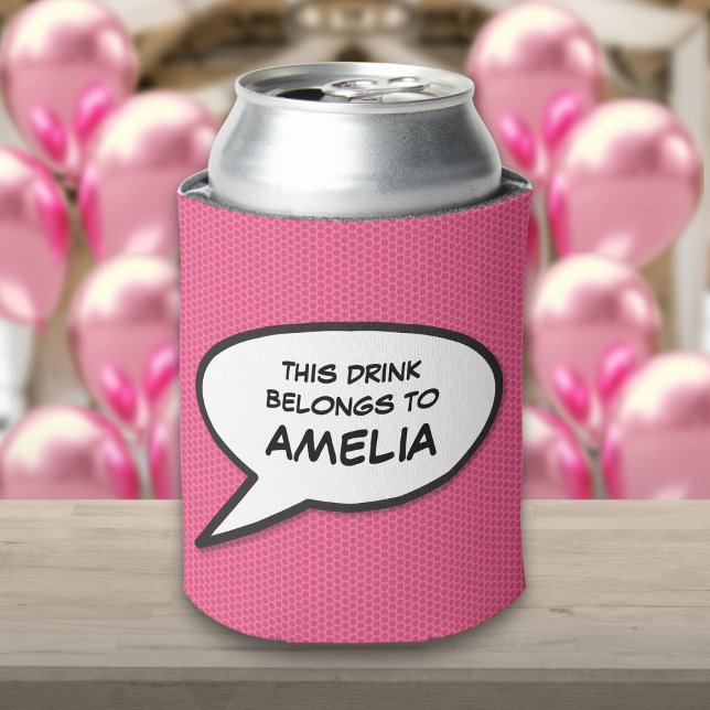 Porta-lata Arte Pop Personalizada Balão de Fala de História e (Personalised Pop Art Comic Book Speech Bubble Can Cooler)