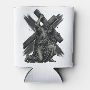 Porta-lata Arte vetorial cristã vintage de Jesus carregando a