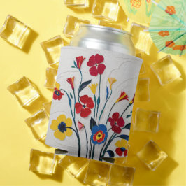 Porta-lata Arte viva vermelha e amarela