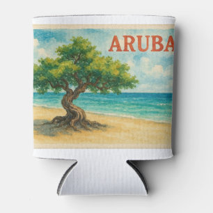 Porta-lata Aruba Divi Tree Eagle Beach aquarela