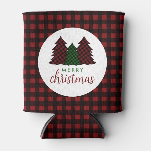 Porta-lata Árvore de Natal Feliz da Xadrez de Natal (Frente)