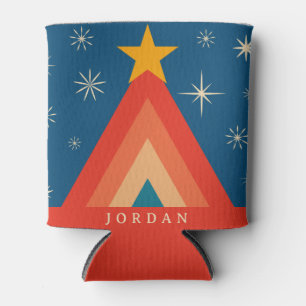 Porta-lata Árvore de Natal Groovy Retro Minimalista Vermelha