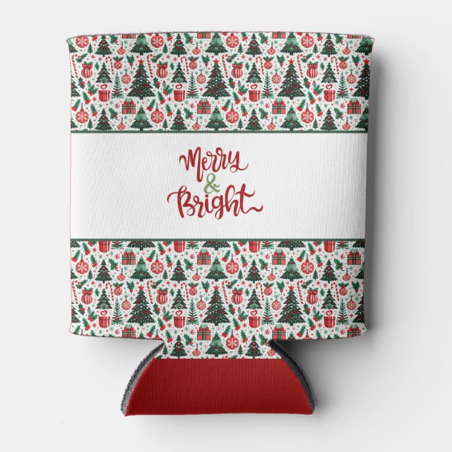 Porta-lata Árvore de Natal, presentes, cana doce (Frente)