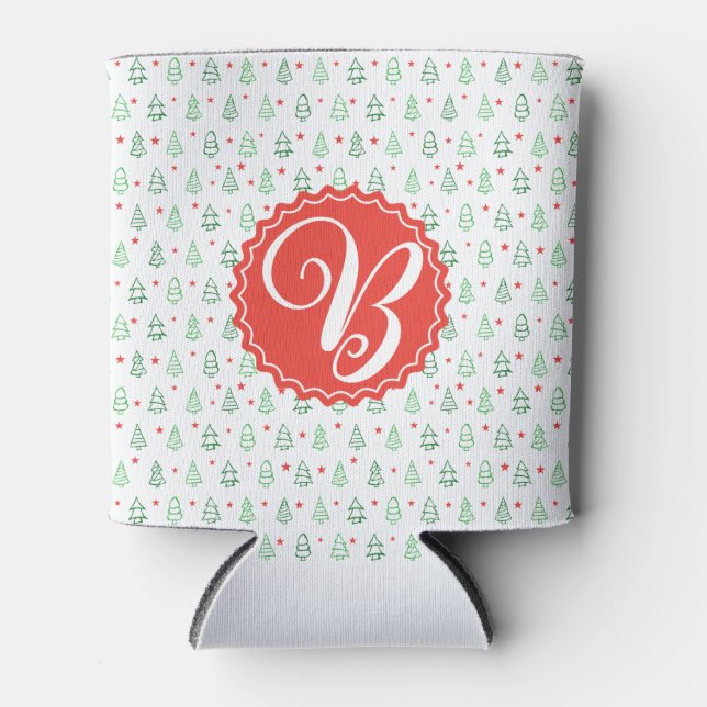 Porta-lata Árvore de Natal vermelha e verde (Frente)