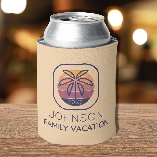 Porta-lata Árvore de Palmas Personalizada de Férias da Famíli (A simplistic design on this personalized can cooler makes it the perfect souvenir of your trip. )