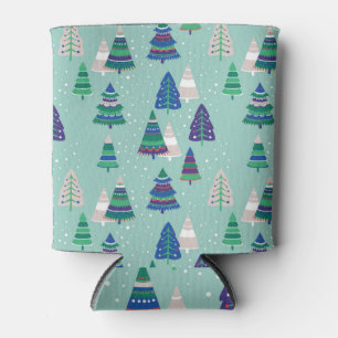 Porta-lata Árvores de Natal, fundo azul