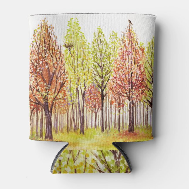 Porta-lata Árvores de outono: Bela Paisagem com Aquarelas. (Frente)