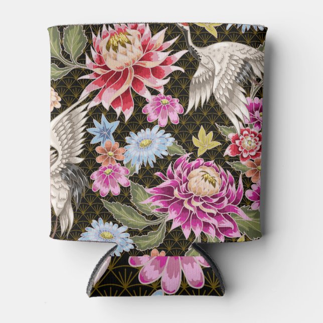 Porta-lata Asters Cranes: Estilo Japonês Pintado Sem Costura (Frente)