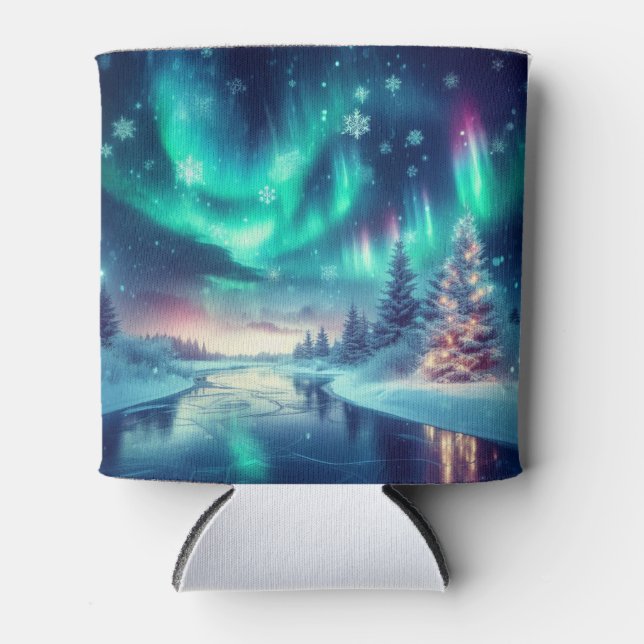 Porta-lata aurora borealis/Natal/Inverno (Frente)