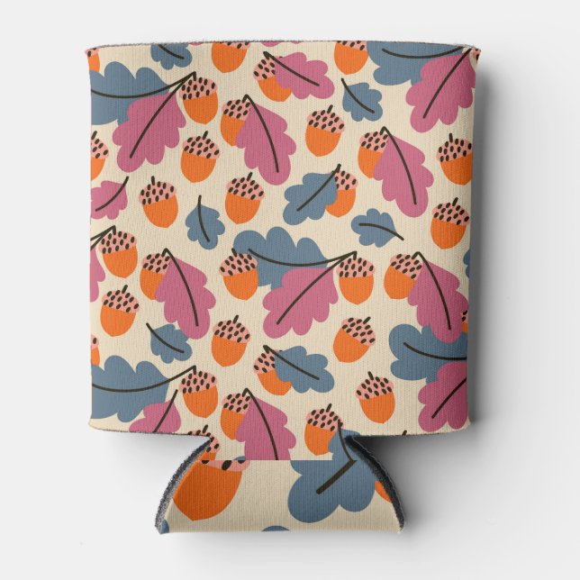 Porta-lata Autumn Oak: Leaves e Acorns Pattern (Frente)