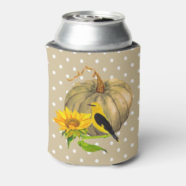 Porta-lata Autumn Pumpkin Sunflower e Finch (Can Back)