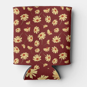 Porta-lata Autumn Sunflower: Maroon Seamless Design