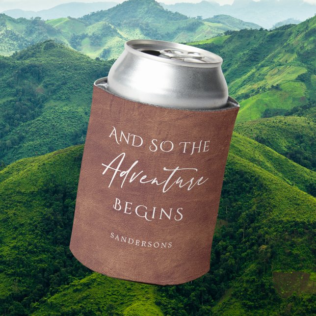 Porta-lata Aventura de Couro Castanho Personalizada (Criador carregado)