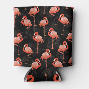 Porta-lata Aves Flamingos: Design de têxteis de vindima