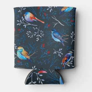 Porta-lata Aves Vibrantes: Legância Escura de Gouache