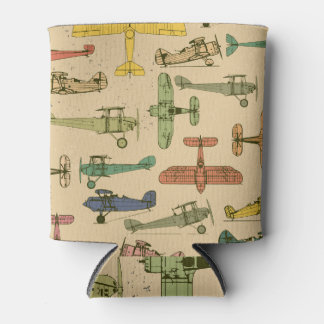 Porta-lata Aviões Retro: Padrão De Vintagem Cracking.