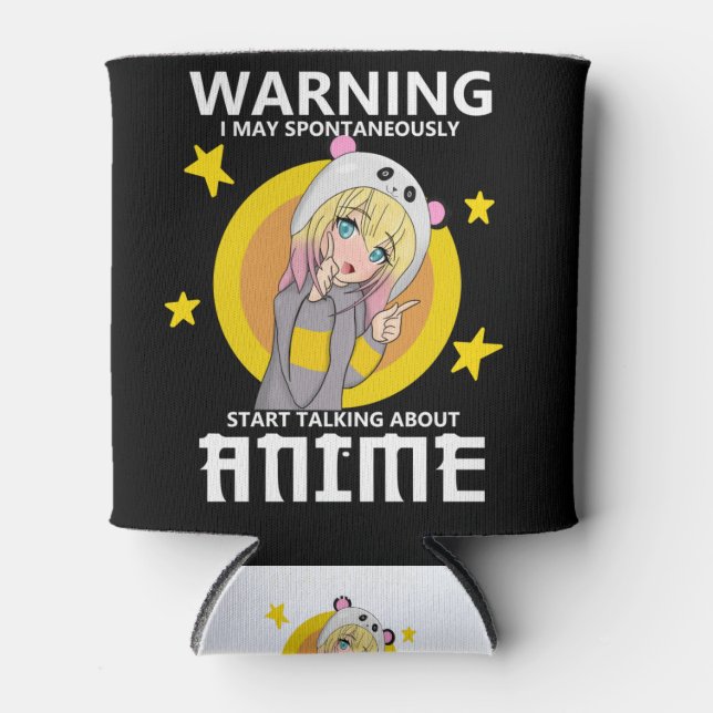 Porta-lata aviso pode começar a falar sobre anime (Frente)