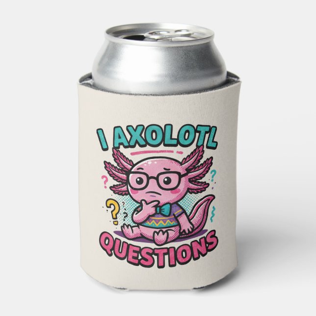 Porta-lata Axolote Nerd Cute Eu Axolote Perguntas Marcas Meme (Can Front)