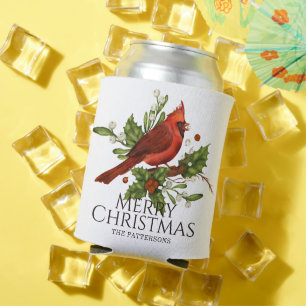 Porta-lata Azevinho do Cardinal Vermelho Personalizado Natal