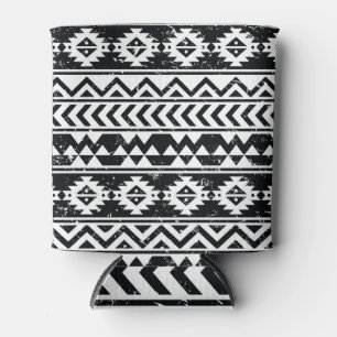 Porta-lata Aztec tribal: padrão branco granulado.